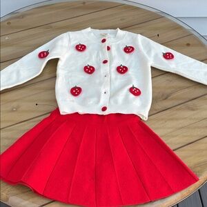 Kids Red and White Matching Set with Cherry Design